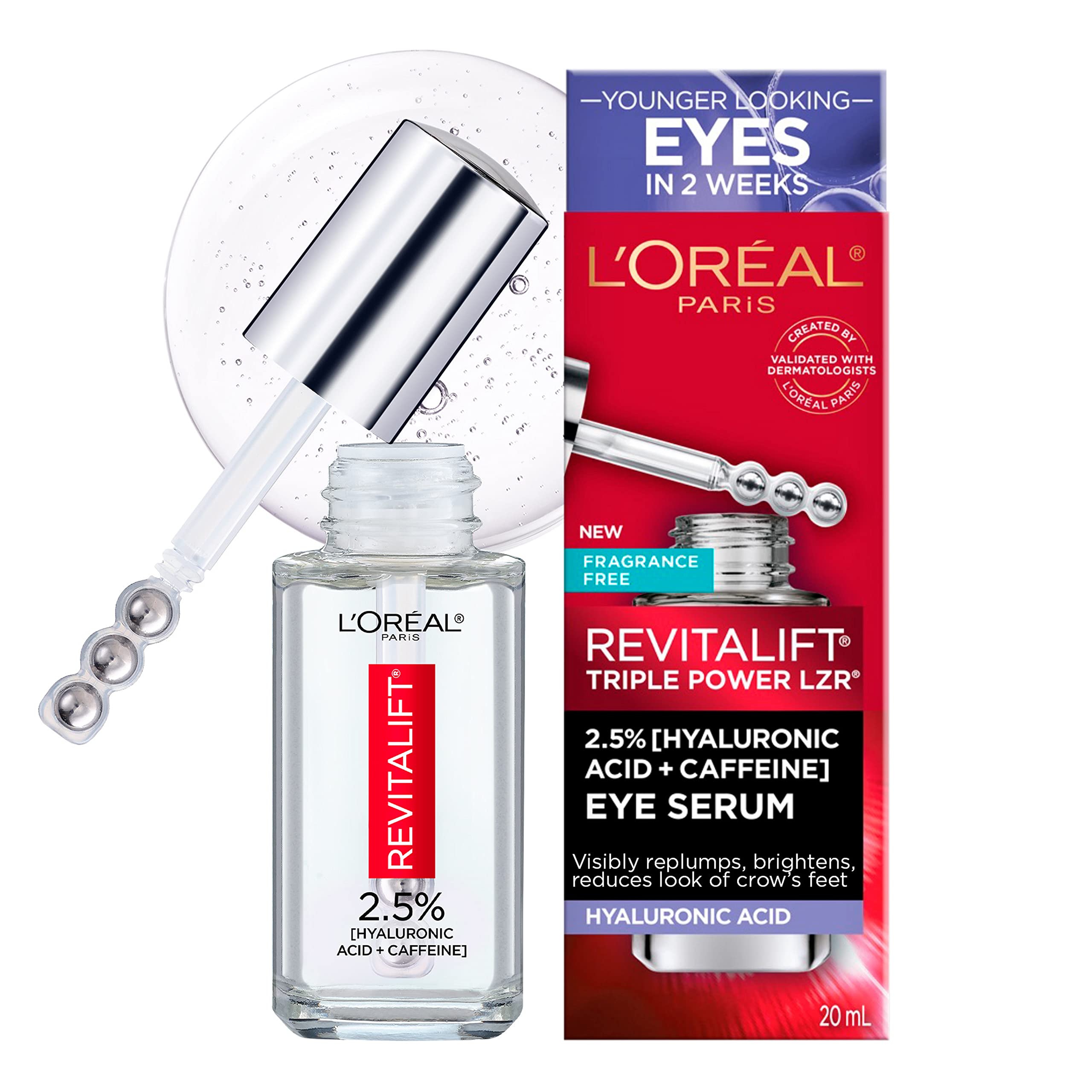 Eye Serum Revitalif de L’Oreal con 2.5% de Ácido hialuronico + Caffeine