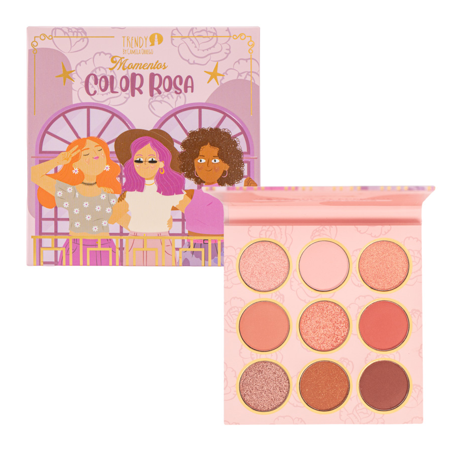 PALETA DE SOMBRAS TRENDY MOMENTOS COLOR ROSA